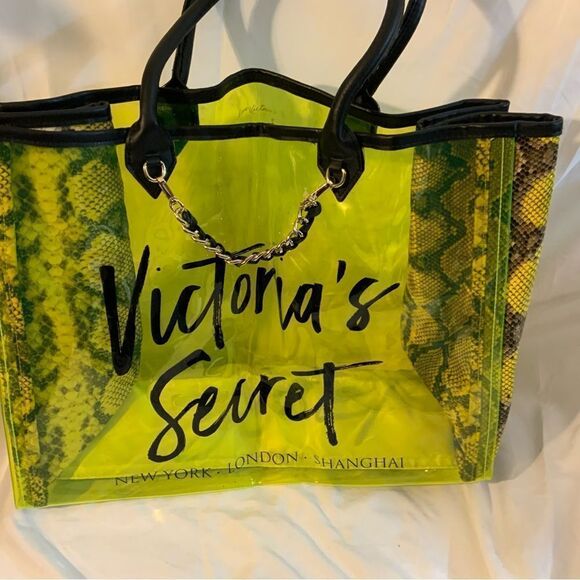 Victoria’s Secret PINK clear tote Python neon Clear Jelly City tote - Picture 9 of 9